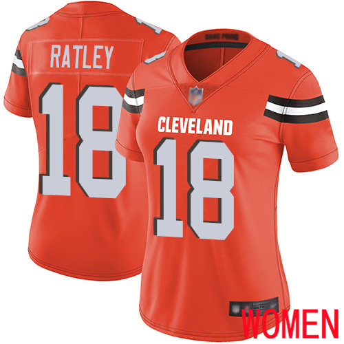 Cleveland Browns Damion Ratley Women Orange Limited Jersey #18 NFL Football Alternate Vapor Untouchable->women nfl jersey->Women Jersey